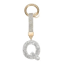 Initial Keychain for Women, Cute Sparkly Rhinestone Key Chains White Letter Q 