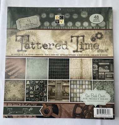 DCWV - 12'' x 12'' The Tattered Time Stapel Papier - 48 Blatt, neu und versiegelt
