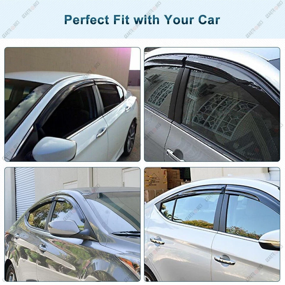 Fits For 2011-2016 Hyundai Elantra Side Window Vent Visor Rain Guards Deflector - Image 2 of 4