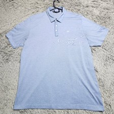 Travis Mathew Polo Shirt Mens XXL 2XL Golf Performance Pima Blend Blue White