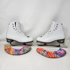 Riedell Emerald Model 119W Ladies Size 5 Womens White Ice Skates Luna Blades
