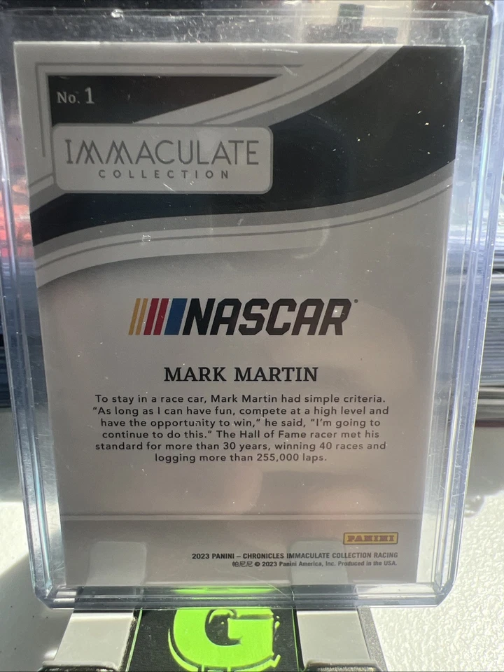 2023 Panini Chronicles - Immaculate Collection Mark Martin #1 Holo Gold /89 - Image 2 of 3