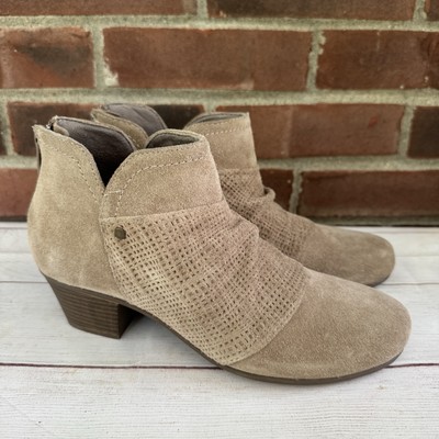 Array Womens Blair Taupe Suede block heel Ankle Boots Shoes US 7.5 N narrow