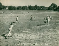1948 Camp Kittatinny New Jersey Photo Boys Playing Ball Vintage Summer Camp BW