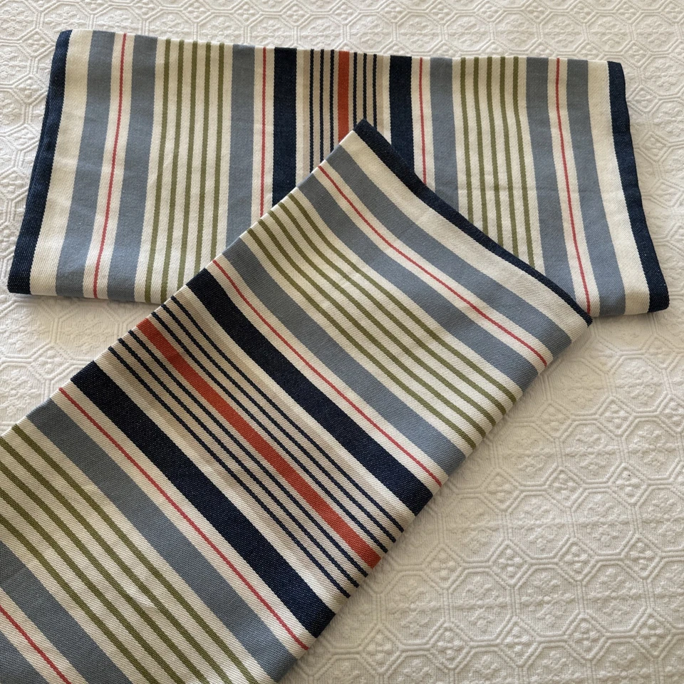 Pair IKEA Korallbuske 20"x20" Pillow Covers Multicolored Stripe Cabana Cotton - Image 2 of 4