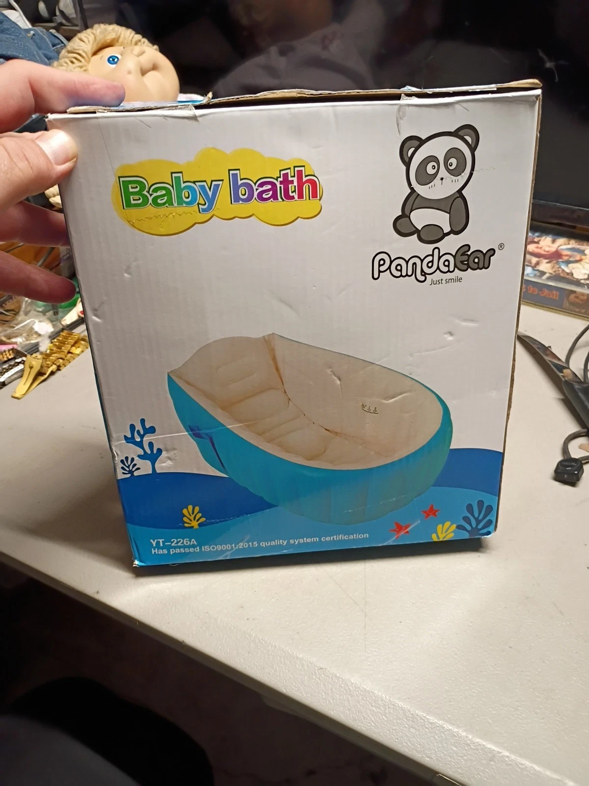 Inflatable Baby Bath Tub Gray And White Model YT-226A w/Air Pump NEW Sealed