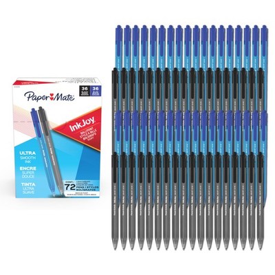 Paper Mate InkJoy 100RT Ballpoint Pens 72ct Black Blue 1.0mm Medium Tip