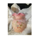 Fenton Museum Collection Hand Painted Pink Floral Art Glass Vase Signed