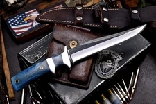 CFK Handmade D2 Custom BLUE CAMEL BONE Hunting Skinner Sub Hilt Camping Knife