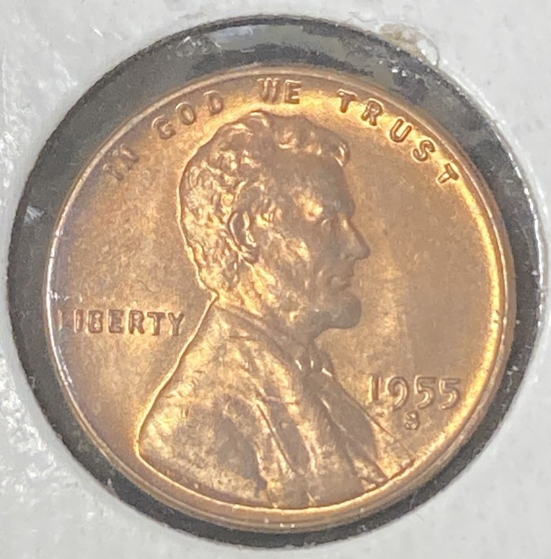 1955 S Lincoln Wheat Penny One Cent Red BU Nice Coin