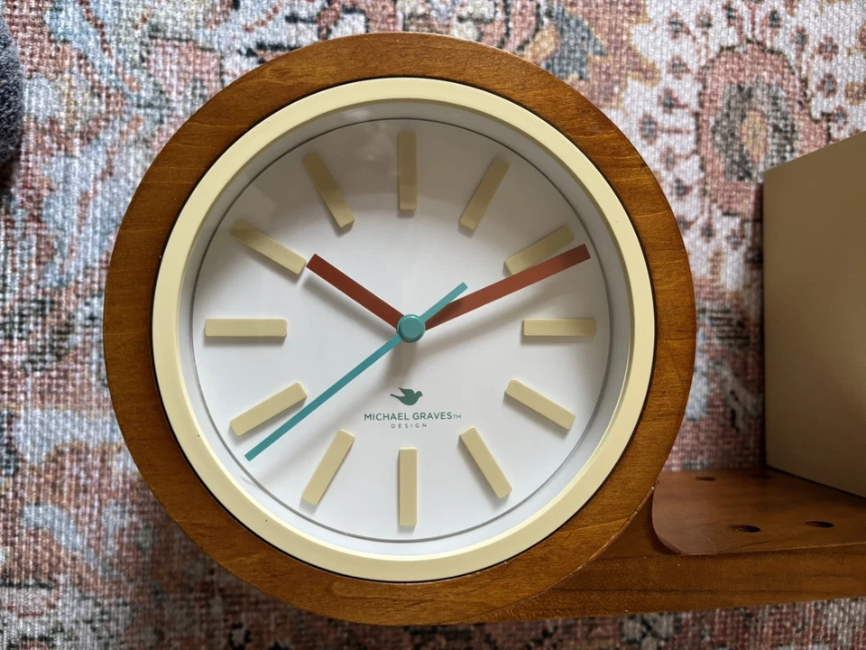 Michael Graves Design Maple Wood Adjustable BookShelf Clock Works - Image 4 of 4