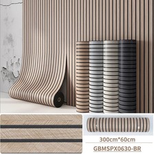 Abolos UNBSPX0630-BR IXPE 5mm 3D Light Brown Wood Wall Panels - Peel and Stic...