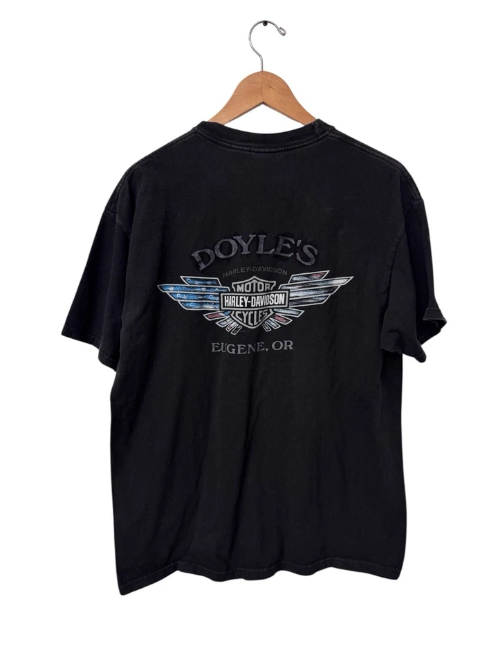 Vintage Harley Davidson T-shirt Eagle Don't Mess With US Eugene OR USA Size L - Image 4 of 4