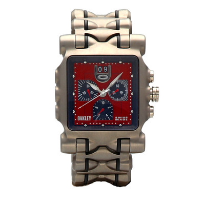 Oakley Minute Machine Chronograph Red Dial Titanium Quartz Men's Watch