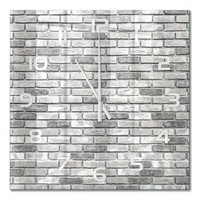 Elegante Design-Wanduhr Aus GehäRtetem Glas Backsteinwand WeißE Zeiger 60X60 Cm