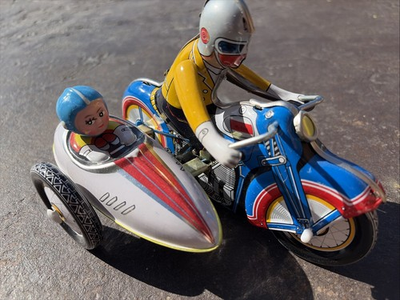 #ad #ad Schylling Collector Series Tin Toys Motorcycle and Sidecar Wind Up Toy Y3 Litho $12.99
