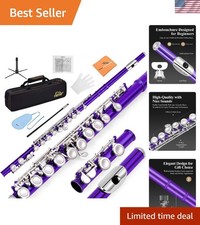 Closed Hole 16 Keys Flute for Beginner Kids Student with Fingering Chart, Cle...