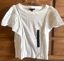 Banana Republic Factory white eyelet sleeve shirt size XS Petite