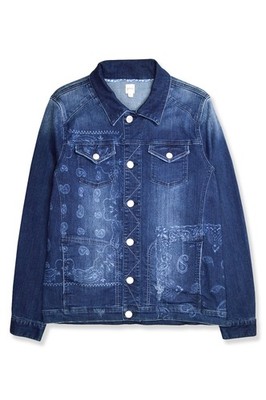 Jag Womens Dark Blue Wash Paisley Printed Denim Jean Jacket, Medium M 7292-1
