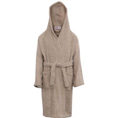 Kids Girls Cotton Soft Terry Stone Hooded Bathrobe Luxury Dressing Gown 2-13 Yrs