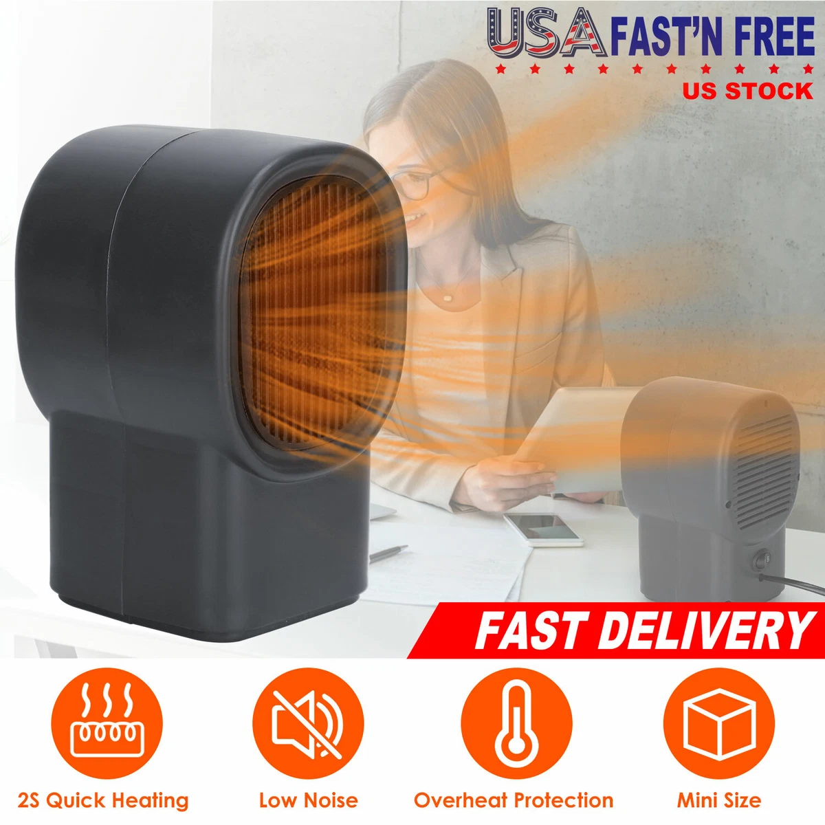 Portable Space Heater 500W Low Noise Quick Heating Mini Electric Heater Fan  Safe | eBay