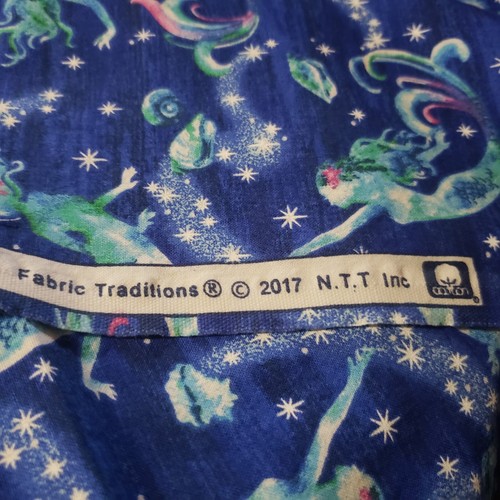 Fabric Traditions Mermaid Magical Fabric (2) Pieces 34" x ~44" Stars Seashells - Picture 3 of 7