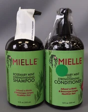 Mielle Organics Rosemary Mint Strengthening Shampoo and Conditioner 12 Ounces