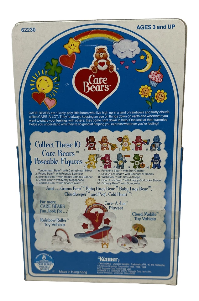 Figura posable Care Bears 62230 Bedtime Bear Snooze Alarm 1984 sin perforar Foto 2 de 4