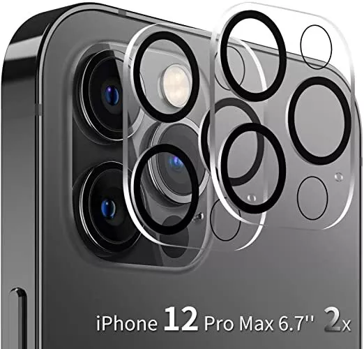 2 x Protector Pantalla Vidrio Templado para Lente de Camara iPhone 12 Pro  Max