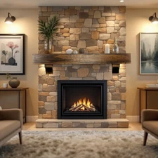 8" Deep Beam Wood Shelf Floating Rustic Fireplace Mantle Mantel with Corbels 