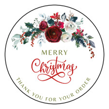 12 LARGE CHRISTMAS THANK YOU FOR YOUR ORDER STICKERS ENVELOPE SEALS LABELS 2.5"