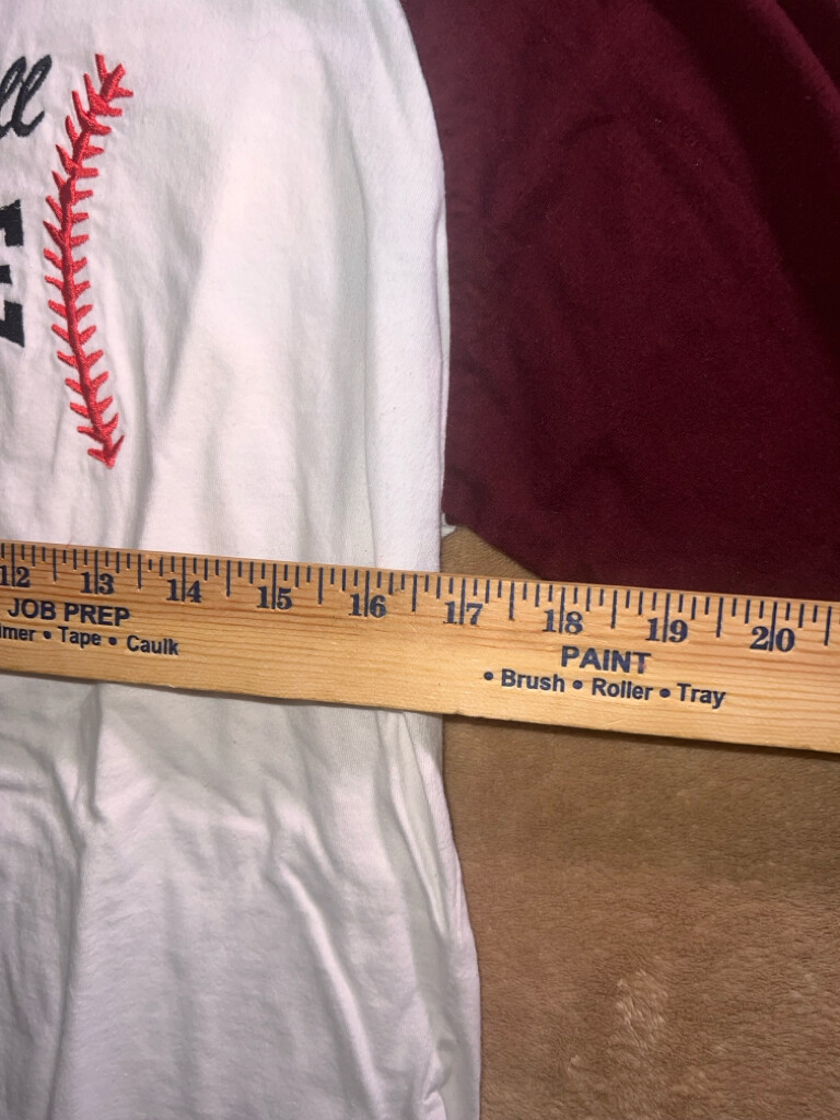 'Cause it's all about that Base' Women Med White Maroon Embroider Baseball Top image 5