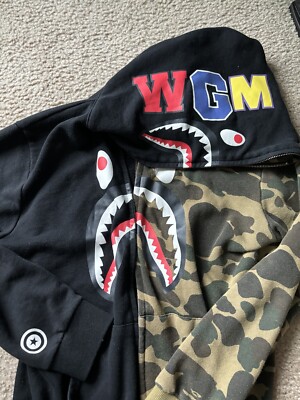 bape full zip hoodie Half Shark Camo Size L | eBay