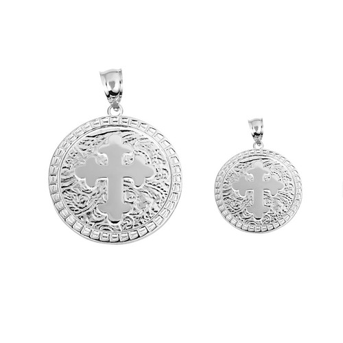 .925 Sterling Silver Eastern Orthodox Botonée Budded Cross Necklace (SM & LG)