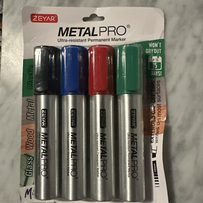 ZEYAR Permanent Markers, JUMBO 1 Count (Pack of 4), Black, Blue, Red, Green 