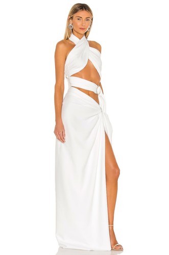 NEW NWT $1000 BRONX & BANCO "Cleopatra" cutout bridal gown maxi dress white M 6