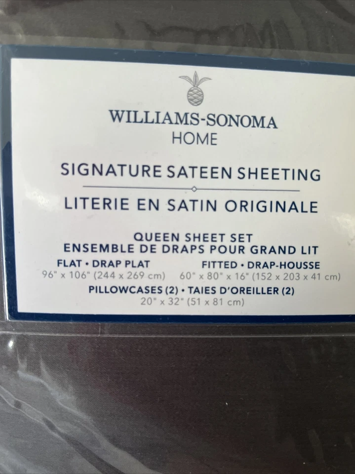 Juego de sábanas de satén Williams Sonoma Chambers 600TC, Queen, gris Foto 2 de 4