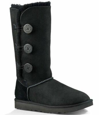 UGG Bailey Button Triplet II Genuine Shearling Boot Black Suede
