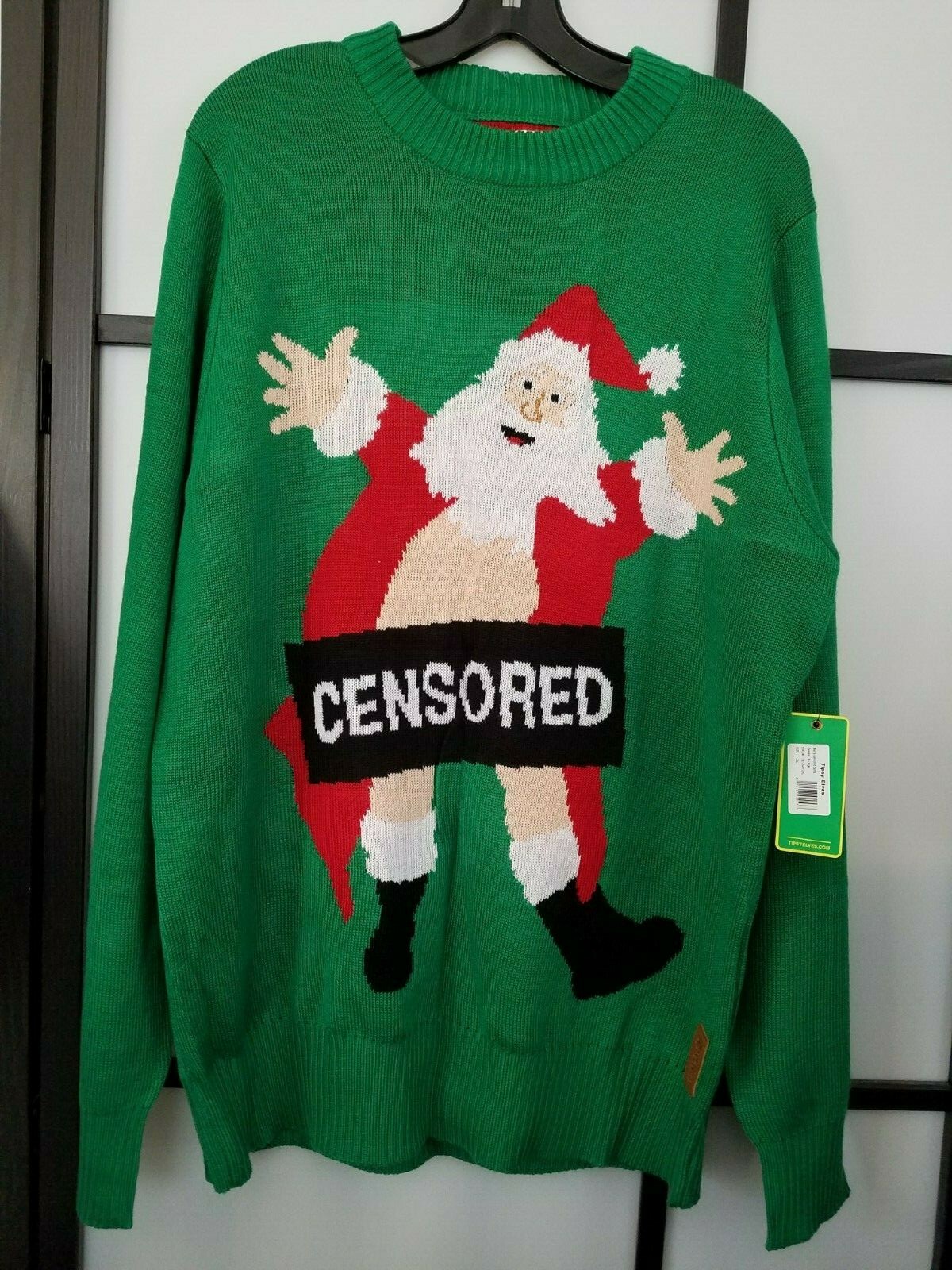 Tipsy Elves Censored Santa Nude Flash Ugly Christmas Sweater Men's Size  Large | eBay