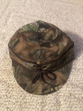 Wool Hunting Hat Ear Flaps Camo Orange USA Made Small 6 7/8 New Quilt Lining Q6