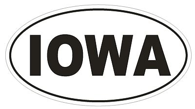 Iowa Oval Bumper Sticker or Helmet Sticker D2331 State Euro Oval