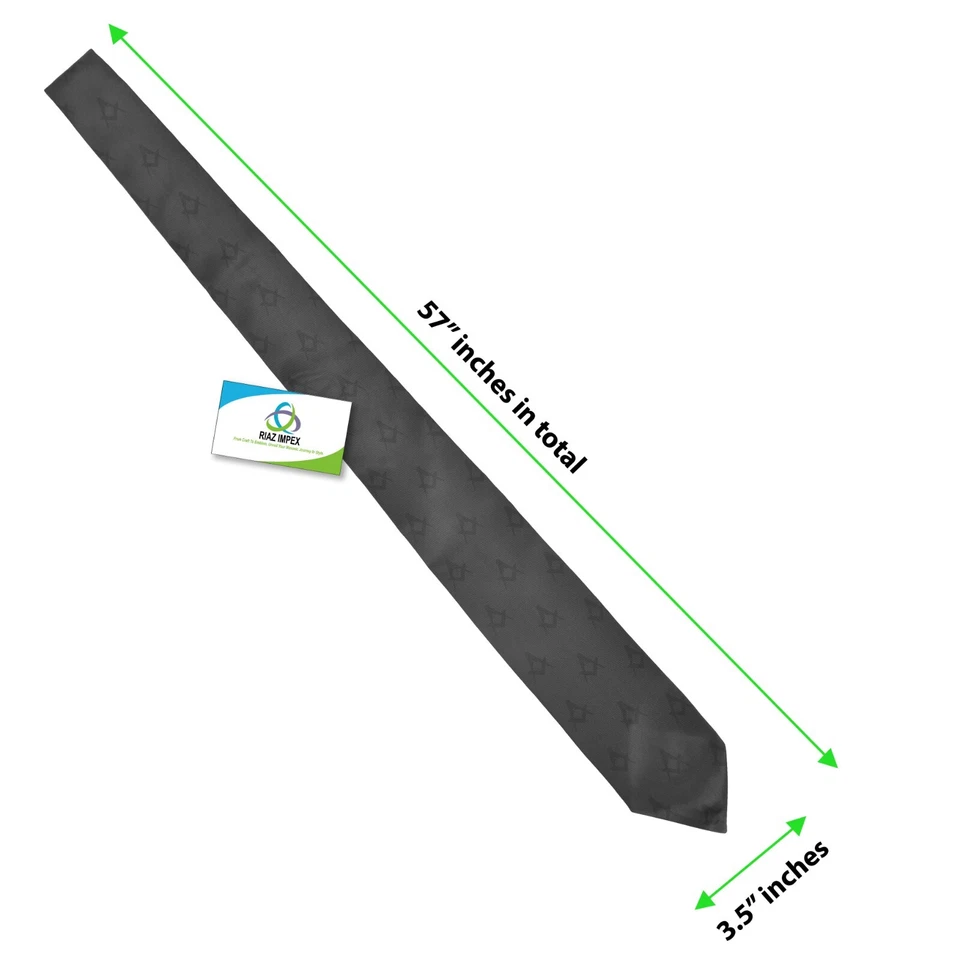 Corbatas de seda premium negra masónica masónica impresa para hombres Regalo para él Foto 2 de 4