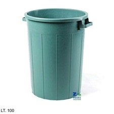 BIDONE PATTUMIERA FUSTO CONTENITORE LT. 100 VERDE MILLEUSI IN POLIETILENE