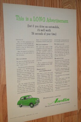 1953 AUSTIN A-40 ORIGINAL LARGE VINTAGE ADVERTISEMENT PRINT AD 53 A40