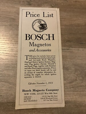 #ad #ad 1913 Bosch Magnetos and Accessories Price List $24.99