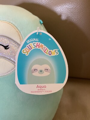 Squishmallows Simon &amp; Aqua Il Bradipo 7'' Kellytoy &ndash; Edizione Ritirata, Nuovo Con Etichette