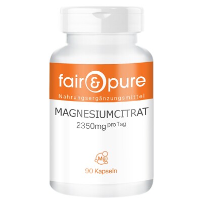 Magnesiumcitrat - 90 Kapseln, prima bioverfügbar durch Citratform | fair & pure