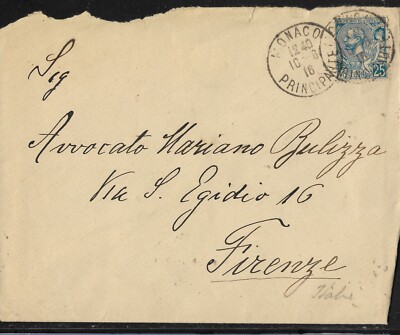 (S496) Monaco 1891 -- 25 Cent. Auf Umschlag Reise nach Florenz