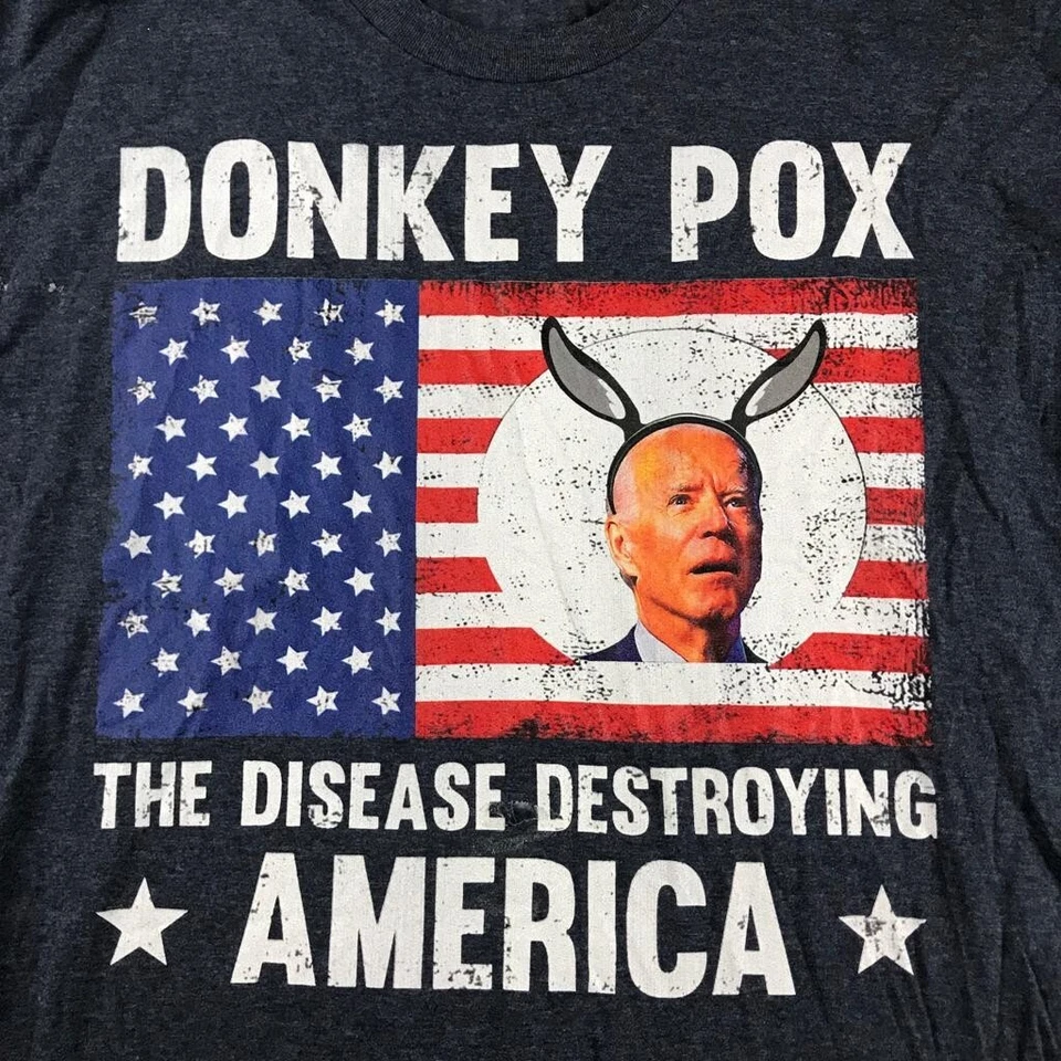 Camisa Joe Biden Para Hombres XL Gris Burro Viruela La Enfermedad Destruyendo América Camiseta Divertida Foto 2 de 4