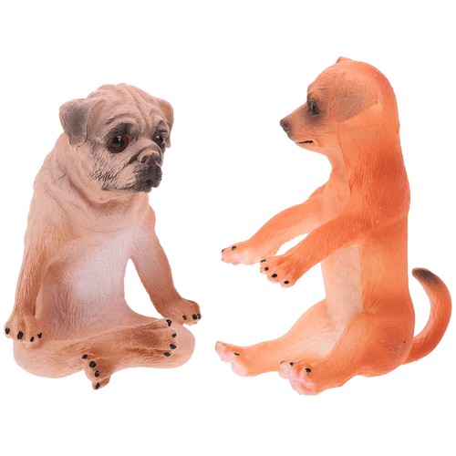 2 Pcs Pet Toys Child Mini Figurine Miniature Puppy Figures